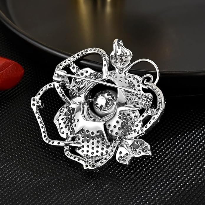 Flower Brooch Pin - Rhinestone Flower Pin 18k Gold Plated - Thanksgiving Day, Birthday, Wedding Gifts for Mom, Wife