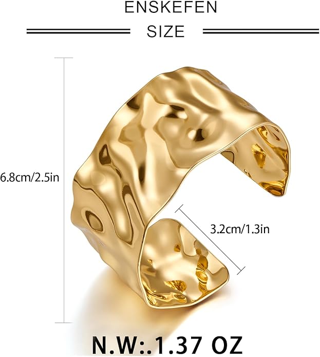 Gold Cuff Bracelet for Women Chunky Multi-layer Cross Wire Open Bracelet Hollow Wide Cuff Bracelets Adjustable Gold Open Cuff Bangle Bracelet