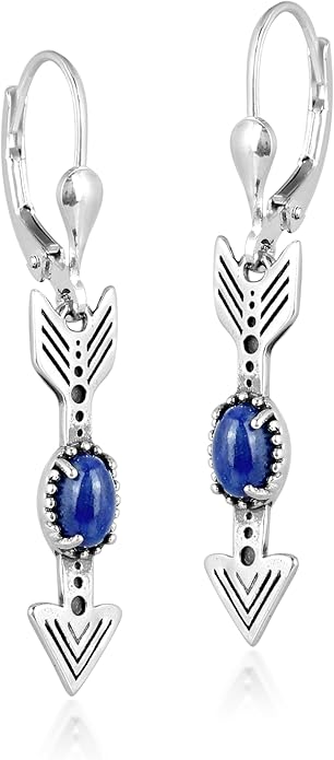 American West Jewelry Sterling Gemstone Arrow Leverback Earrings