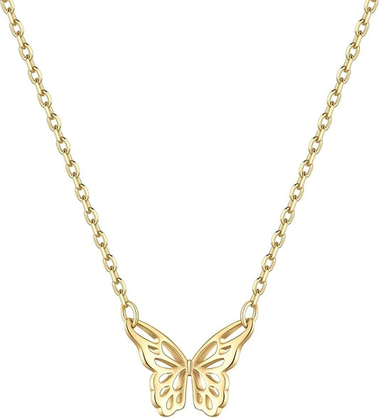 ChicSilver Personalized 925 Sterling Silver Dainty Small Heart/Star/Moon/Dot/Triangle Pendant Necklace for Women, Silver/Gold/Rose Gold/Black (with Gift Box)