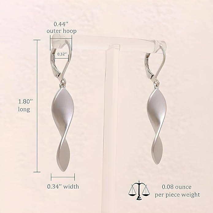 Twisted Dangle Earrings for Women Hypoallergenic Handmade Earrings Spiral Leverback Drop Dangle Earrings Trendy for Women Jewelry Gifts Silver/14k Gold Plated.