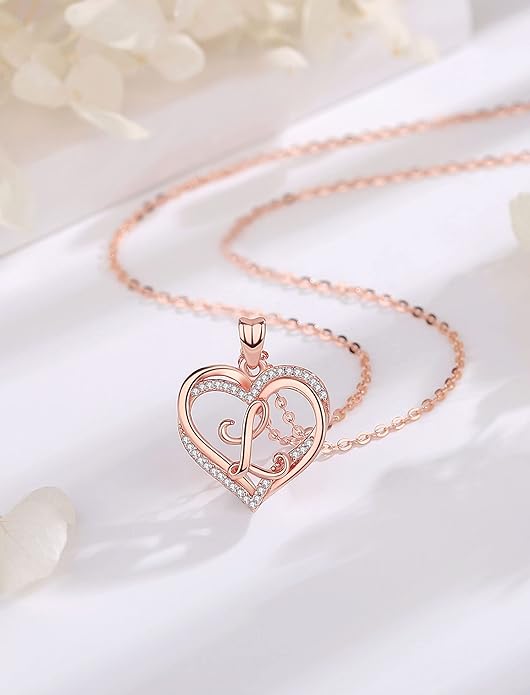 INFUSEU Unique Initial Necklaces for Women Girls Small Heart Letter Jewelry, Meaningful Personalized Gifts
