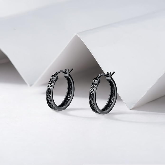 Sterling Silver Hoop Earrings Small Hoop Sun/Leaf/Triangle Huggie Earrings for Women Hypoallergenic