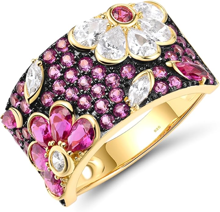 Santuzza 14K Gold Plated Dragonfly Ring Cubic Zirconia 925 Sterling Silver Butterfly Ring