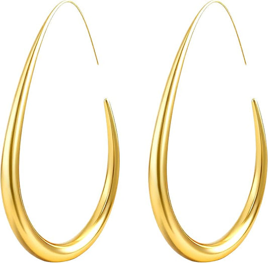18k Gold Hoop Earrings - Hypoallergenic Silver Earrings for Women - Lightweight Hoop Jewelry 2 Pairs