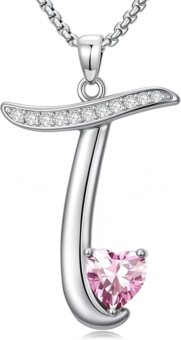 Christmas Gifts for Women Alphabet A to Z Initial Birthstone Pendant Necklaces for Women - 18k White Gold Plated Personalized Name Jewelry Valentine Mothers Day Birthday Gifts for Women Her Girlfriend
