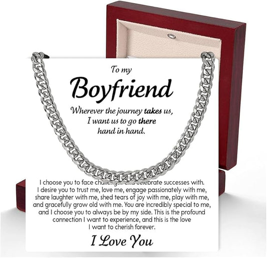 VIRAGIL To My Man Necklace Chain for Men, Silver Stainless Steel Chain Jewelry, Romantic Gift from Partner for Birthday Valentine or Everyday Wear with Meaning