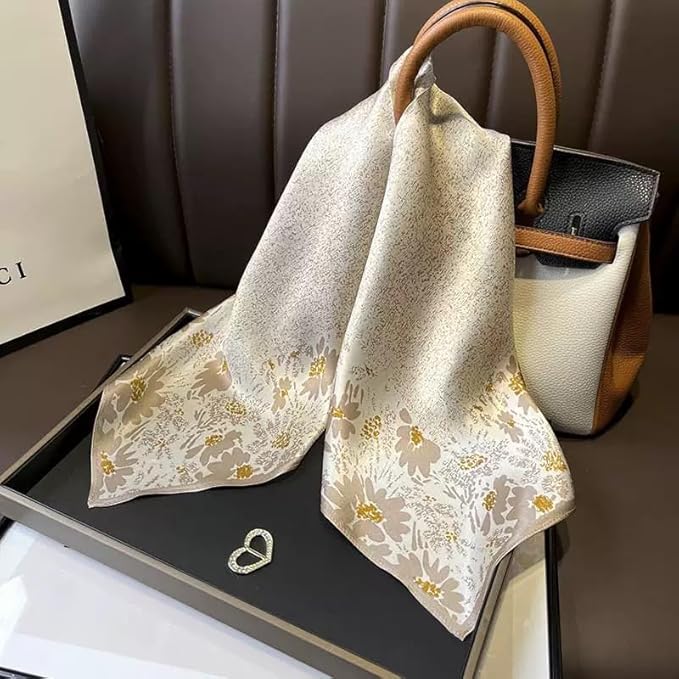 ANDANTINO 100% Mulberry Silk Square Scarf for Hair-25.6" X25.6'' Women Men Natural Silk Neckerchief Digital Printed Headscarf