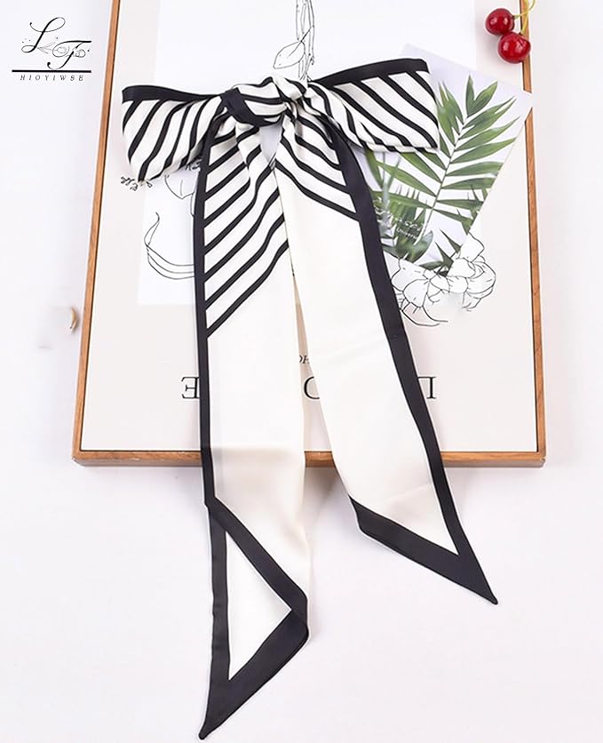 Hioyiwse Head Scarf Hair Neck Scarves For Women Purse Bag Scarfs For Handbags Silky Long Thin Satin Headscarf Fashion
