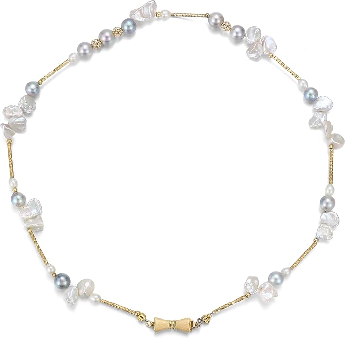 JOLI Real Pearl Necklace for Women with AAA+ Quality Round White Freshwater Genuine Cultured Pearls S925 Sterling Silver Adjustable Design Handmade Pearl Gifts