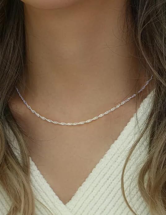 925 Sterling Silver Singapore Chain Lobster Clasp Paperclip Necklace for Women Sparkling Chain 2mm2.5mm3mm4mm5mm Gifts for Her