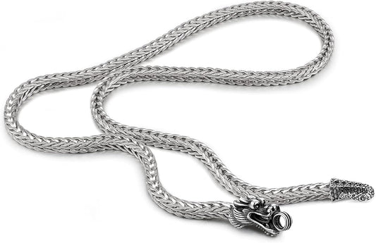 Dankadi Men 925 Sterling Silver Dragon Necklace Vintage 5MM 20 "22" 24 "26" Franco Link Curb Chain Choker Fashion Punk Gold Fine Jewelry Gift
