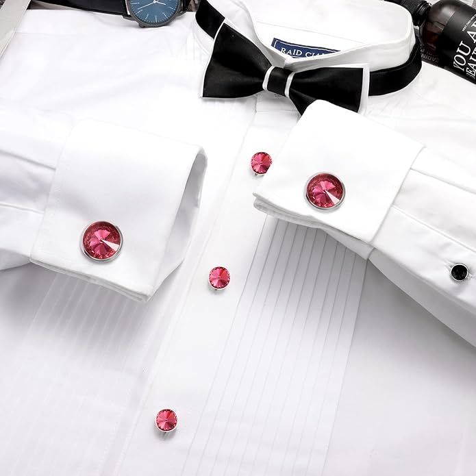 HAWSON Cufflinks for Men with 4/6 pcs Shirt Studs Set, Gift Box Packed, Mens Jewelry or Accessories for Wedding, Party, Anniversary, Birthday