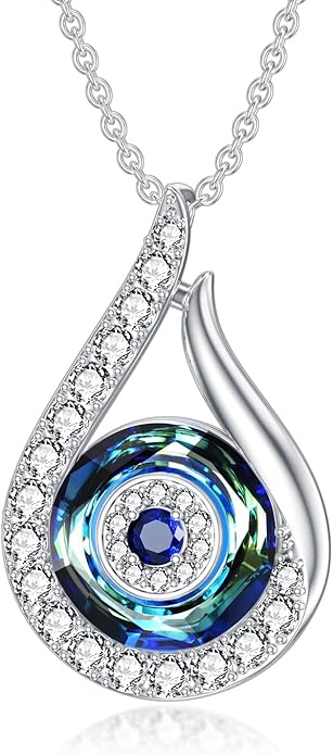 PELOVNY Evil Eye Necklaces 925 Sterling Silver Nazar Eye Protection Necklace Amulet Jewelry Gifts for Women