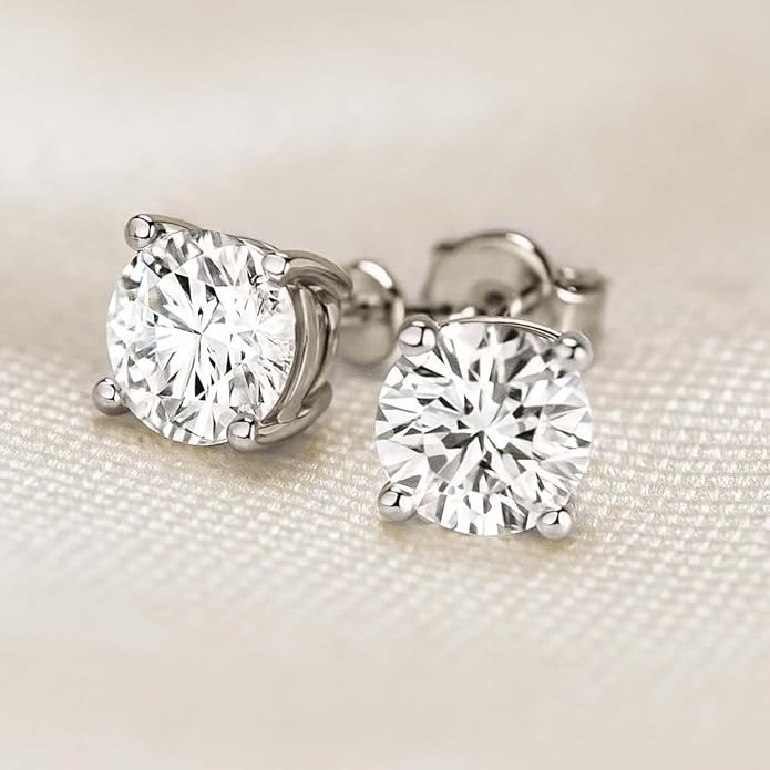 Tanache Round 0.50-6 Carat Lab Grown Diamond Earrings for Women | 14K Gold Or Platinum EF-VS Clarity IGI Certified | 4 Prong Push Back Studs | Ultra Premium Collection or Bridal Jewelry Gift