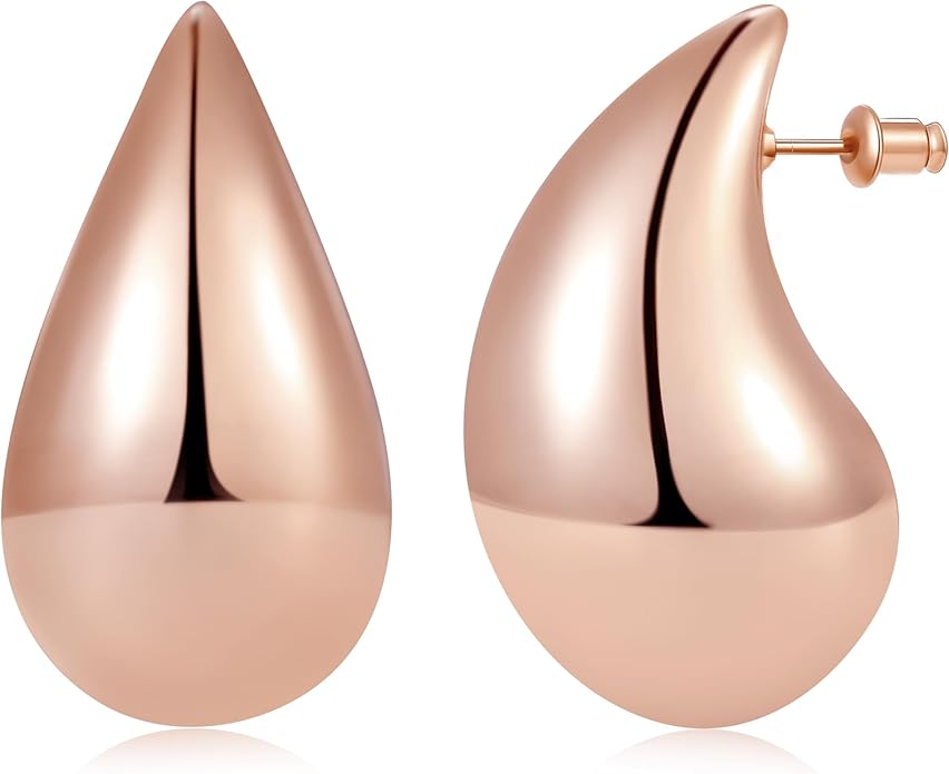 Gacimy Teardrop Earrings Dupes for Women 14K Gold Plated, Chunky Drop Earrings for Women with 925 Sterling Silver Post