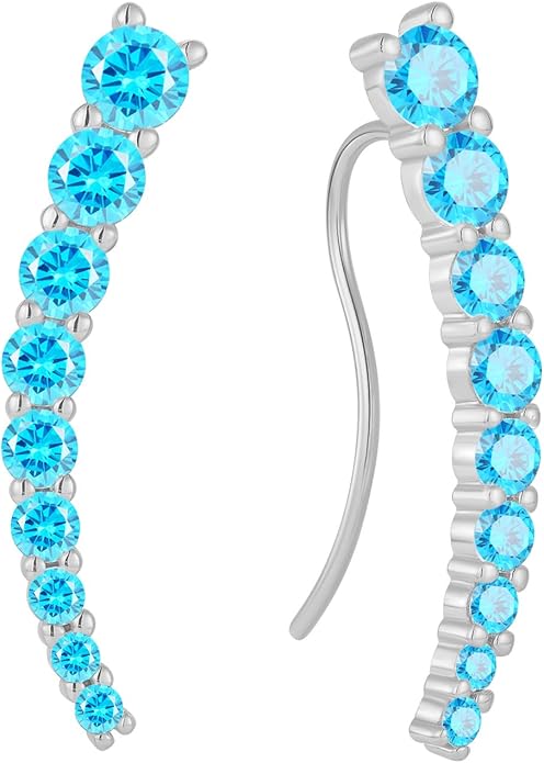 Climber Earrings for Women 925 Sterling Silver Ear Crawler Earrings White/Yellow/Rose Gold Plated Cubic Zirconia Earrings Jewelry