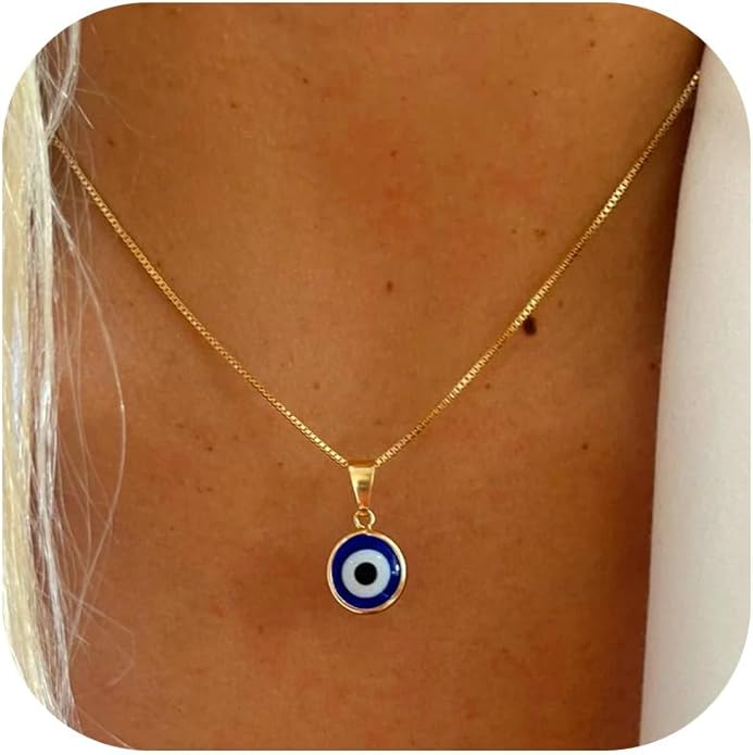 Long tiantian Evil Eye Necklace for Women Men Necklace Evil Eye Jewelry Blue Turkish Glass Leather Rope Pink Lucky Protection Necklace Jewelry Valenty Day Gifts for Men Women