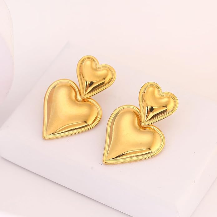 14K Gold Plated Knot Earrings for Women Gold Silver Earrings Heart Link Drop Dangle Earring Chunky Golden Knotted Statement Jewelry