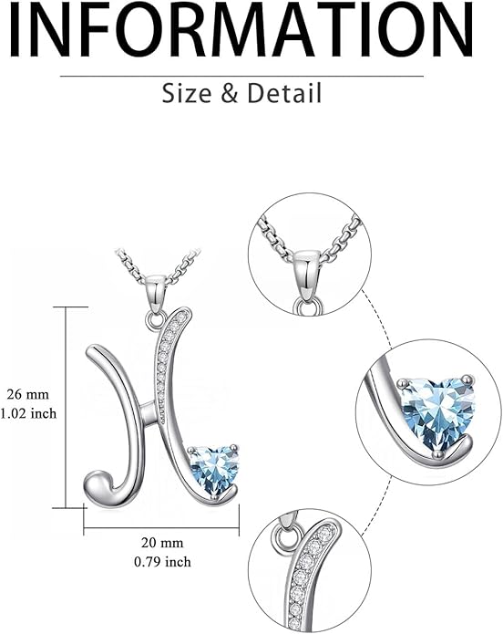Christmas Gifts for Women Alphabet A to Z Initial Birthstone Pendant Necklaces for Women - 18k White Gold Plated Personalized Name Jewelry Valentine Mothers Day Birthday Gifts for Women Her Girlfriend