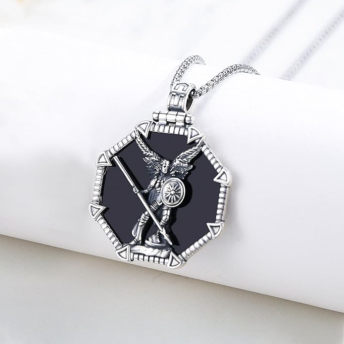 Taioiat Saint Necklace 925 Sterling Silver St Necklace Amulet Pendant Jewelry Religious Gift for Men Women