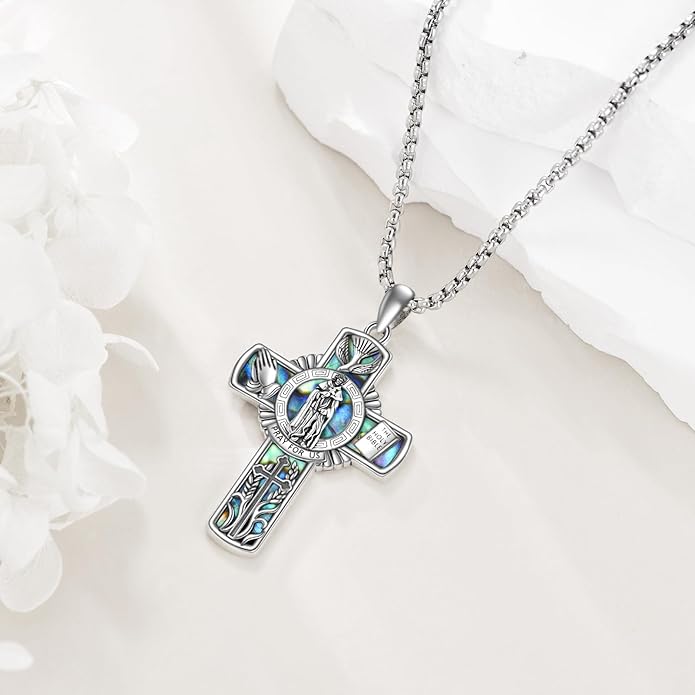 YFN Patron Saint Necklace Sterling Silver Amulet Medal Pendant Religious Protector Jewelry Gifts for Women Men