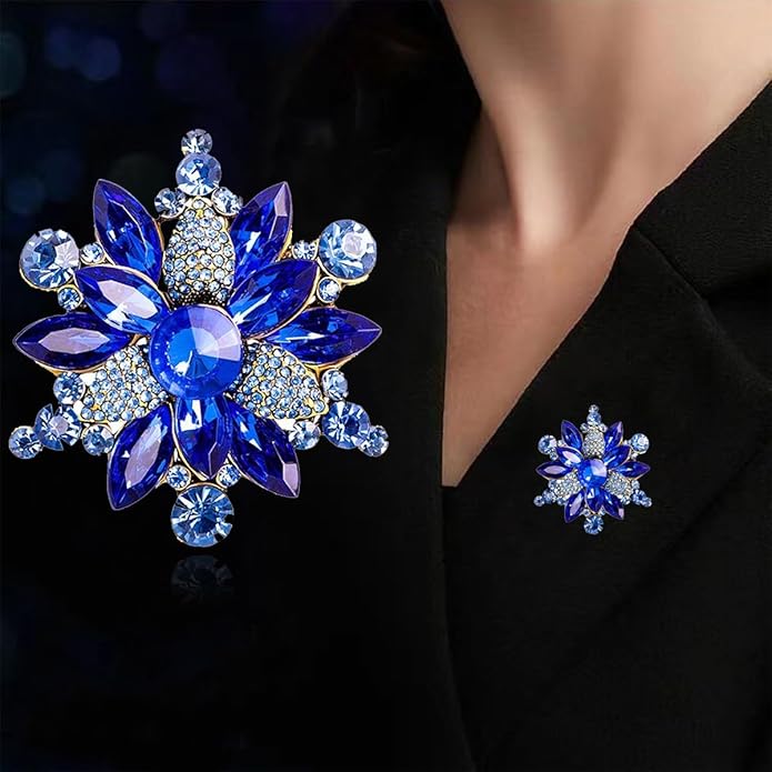 Rhinestone Flower Brooch Pin for Women Red Black Purple Flower Broochs Pin Hat Christmas Brooch Jewelry