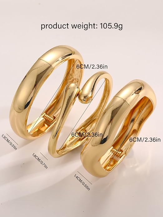 Chunky Gold Bangle Bracelets for Women, 14k Dainty Gold Cuff Stackable Bracelet Set, Trendy Bracelet Stack Fashion Jewelry Gifts