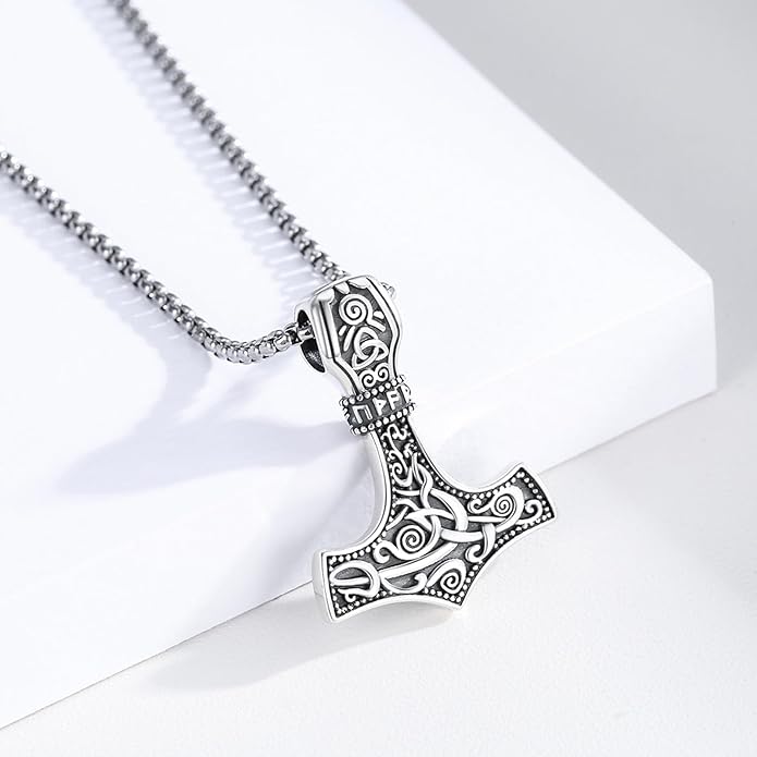YueYuan Viking Necklace for Men 925 Sterling Silver Rune Amulet Pendant Nordic Necklace Viking Jewelry Gift for Father Husband Son