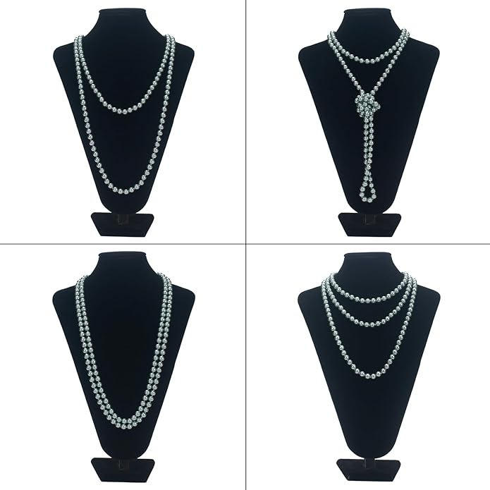 59" Long Pearl Necklaces for Women, Vintage Elegant Long Pearls Necklace for Wedding Party 1920s Gatsby Costume Jewelry