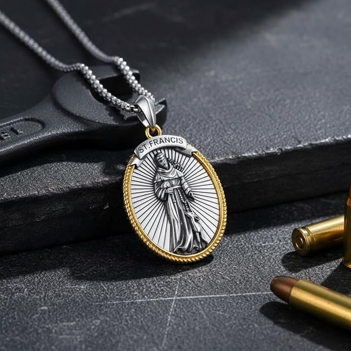 Taioiat Saint Necklace 925 Sterling Silver St Necklace Amulet Pendant Jewelry Religious Gift for Men Women