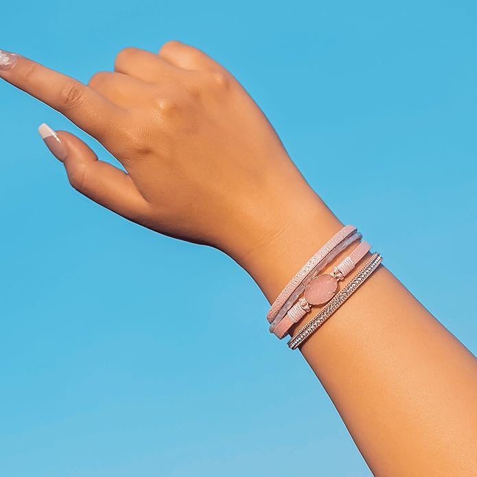 FANCY SHINY Leather Wrap Bracelet Boho Cuff Bangle Bracelets Crystal Bead Bracelet with Magnetic Clasp Jewelry Gifts for Women