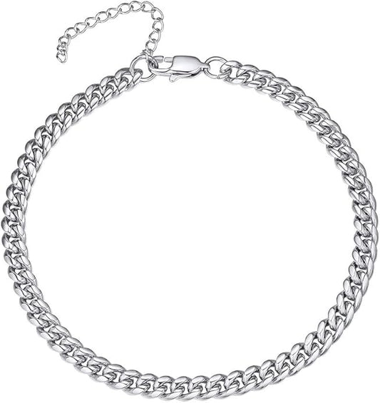 PROSTEEL Stainless Steel Chain Anklets for Women, Silver/Gold Tone, Ankle Bracelets Hypoallergenic, 8-10.5 Inch Adjustable, Come with Box