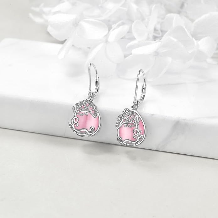 Moonstone Filigree Drop Dangle Teardrop Earrings 925 Sterling Silver Moonstone Leverback Earrings for Women Jewelry Gifts