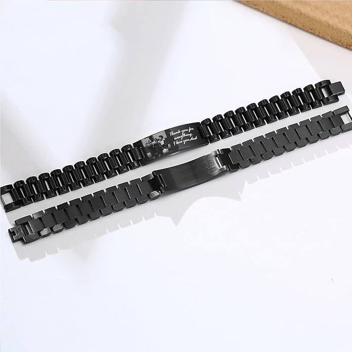 VNOX Masculine Watch Band Stainless Steel Link Bracelet Personalized Jewelry Gift for Men DAD Father Husband Boyfriend
