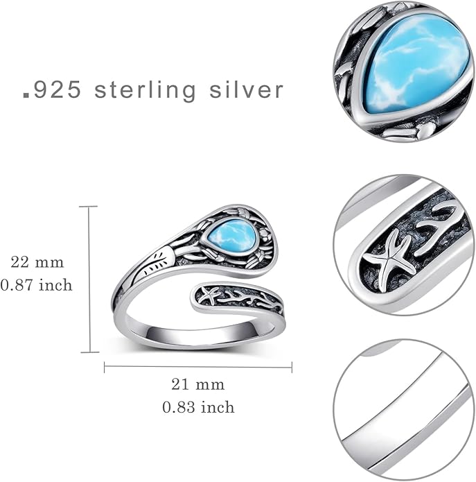 Spoon Rings for Women 925 Sterling Silver Mushroom/Phoenix/Snake/Cardinal/Octopus/Tree of Life/Sunflower/Highland Cow/Dragonfly/Dragon/Horse/Sea Turtle/Frog Rings