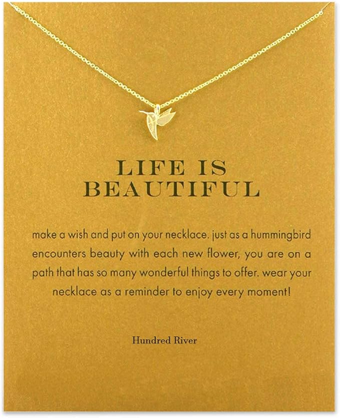 Hundred River Friendship Anchor Compass Necklace Good Luck Elephant Pendant Chain Necklace with Message Card