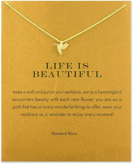 Hundred River Friendship Anchor Compass Necklace Good Luck Elephant Pendant Chain Necklace with Message Card