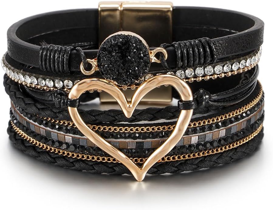 Aluinn Leather Wrap Bracelets For Women Boh Multi-Layer Elegance Bracelet Boho Bangle Western Cuff Bracelet Jewelry for Women