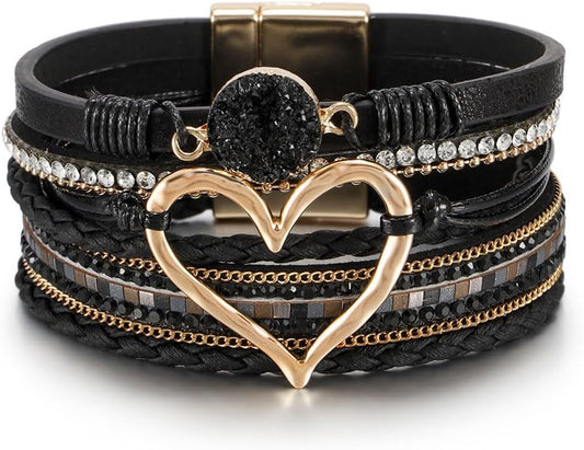 Aluinn Leather Wrap Bracelets For Women Boh Multi-Layer Elegance Bracelet Boho Bangle Western Cuff Bracelet Jewelry for Women