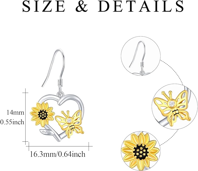 925 Sterling Silver Animals and Plants Dangle Drop Earrings for Women Hypoallergenic Gift for Women Mom Wife Her, Mother’s Day, Birthday, Anniversary