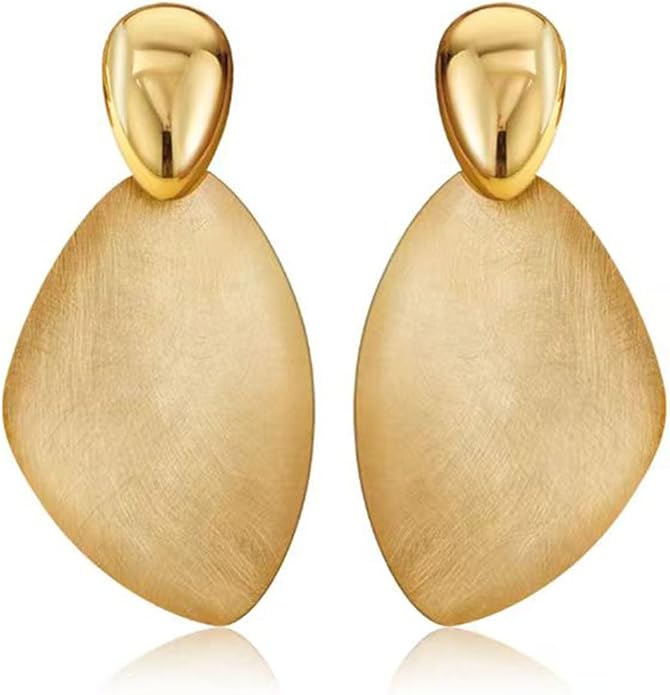 Hefanny Large Hammered Teardrop Dangle Earrings Geometric Chunky Flower Earrings Women's Trendy Statement Jewelry Multiple Styles