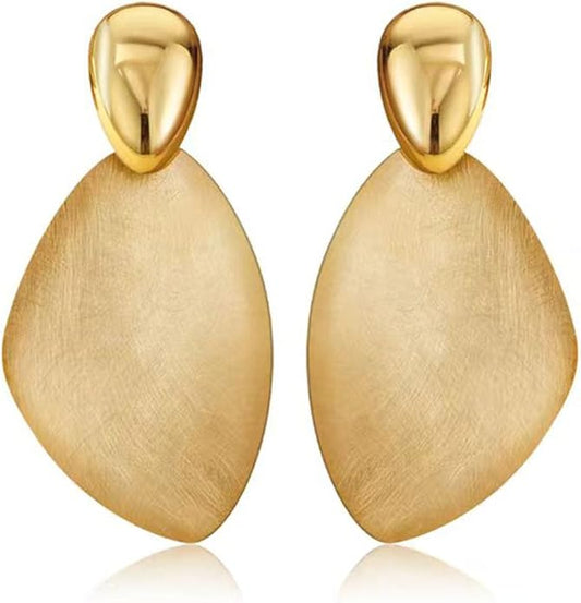 Hefanny Large Hammered Teardrop Dangle Earrings Geometric Chunky Flower Earrings Women's Trendy Statement Jewelry Multiple Styles