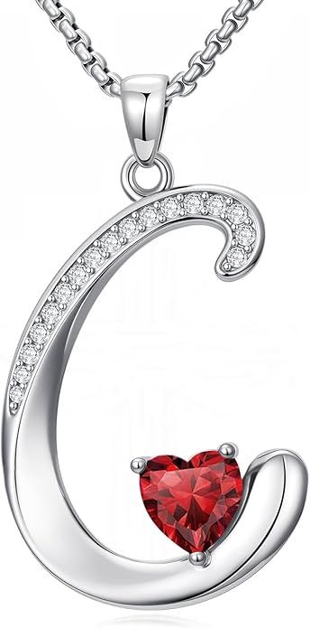 Christmas Gifts for Women Alphabet A to Z Initial Birthstone Pendant Necklaces for Women - 18k White Gold Plated Personalized Name Jewelry Valentine Mothers Day Birthday Gifts for Women Her Girlfriend