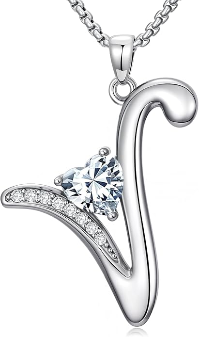 Christmas Gifts for Women Alphabet A to Z Initial Birthstone Pendant Necklaces for Women - 18k White Gold Plated Personalized Name Jewelry Valentine Mothers Day Birthday Gifts for Women Her Girlfriend
