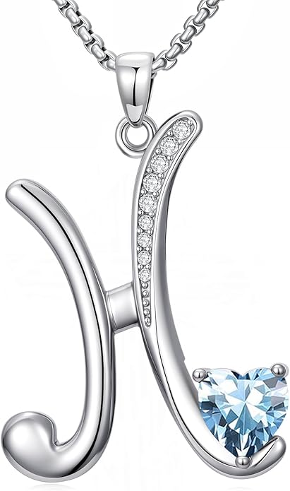 Christmas Gifts for Women Alphabet A to Z Initial Birthstone Pendant Necklaces for Women - 18k White Gold Plated Personalized Name Jewelry Valentine Mothers Day Birthday Gifts for Women Her Girlfriend
