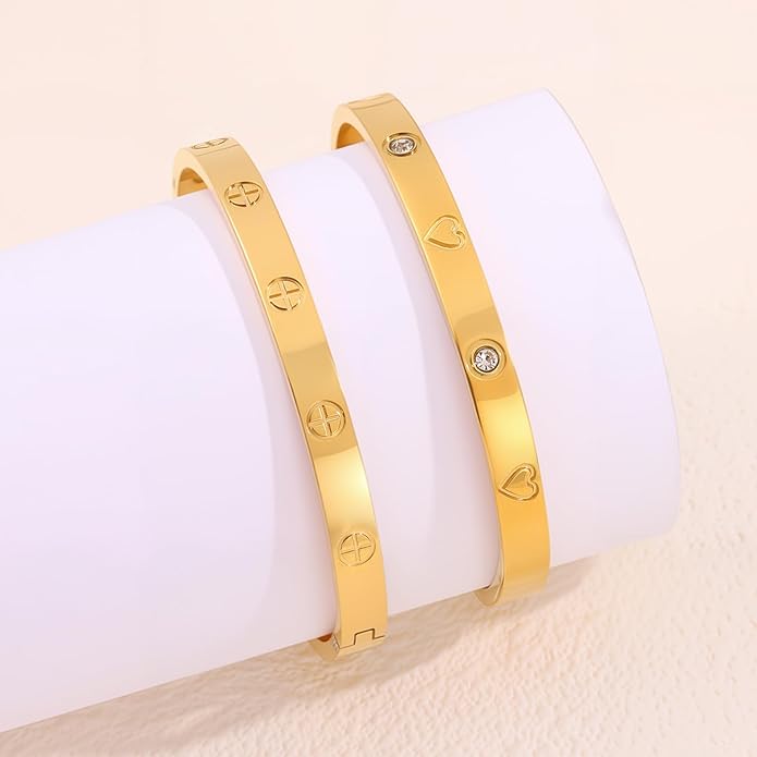 Silver Bangles for Women - Stainless Steel Love & Friendship Bracelet Set with Gift Box | Daily Wear & Party Jewelry