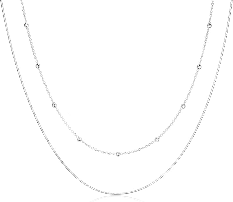 Freekiss Herringbone Necklace for Women,Dainty Gold Necklace,14k Gold Plated Snake,Gold Chain Choker Necklaces,Simple Gold Layered Necklaces,Gold Jewelry Gift for Women