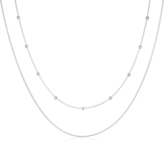 Freekiss Herringbone Necklace for Women,Dainty Gold Necklace,14k Gold Plated Snake,Gold Chain Choker Necklaces,Simple Gold Layered Necklaces,Gold Jewelry Gift for Women