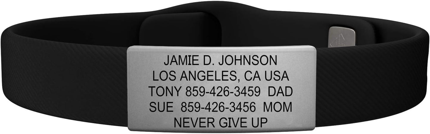 ROAD iD - Official ID Bracelet - The Wrist ID Elite - Silicone Pin-Tuck - for Athletes